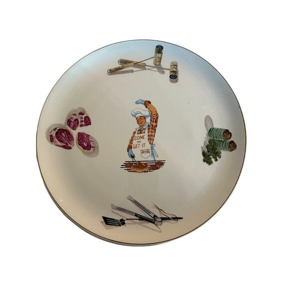 Vintage Ironstone World Finest Oven Proof Printed Plates Pack of 8 BBQ MCM 1950s - Picture 1 of 10